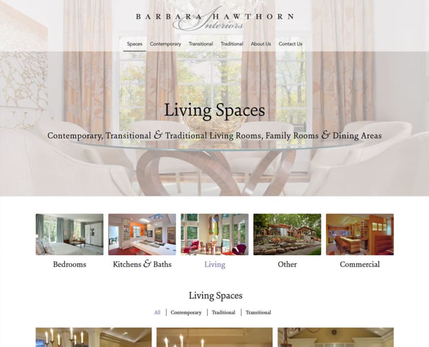 WordPress Website Design and WordPress Website Development for Barbara Hawthorn Interiors - Living Spaces