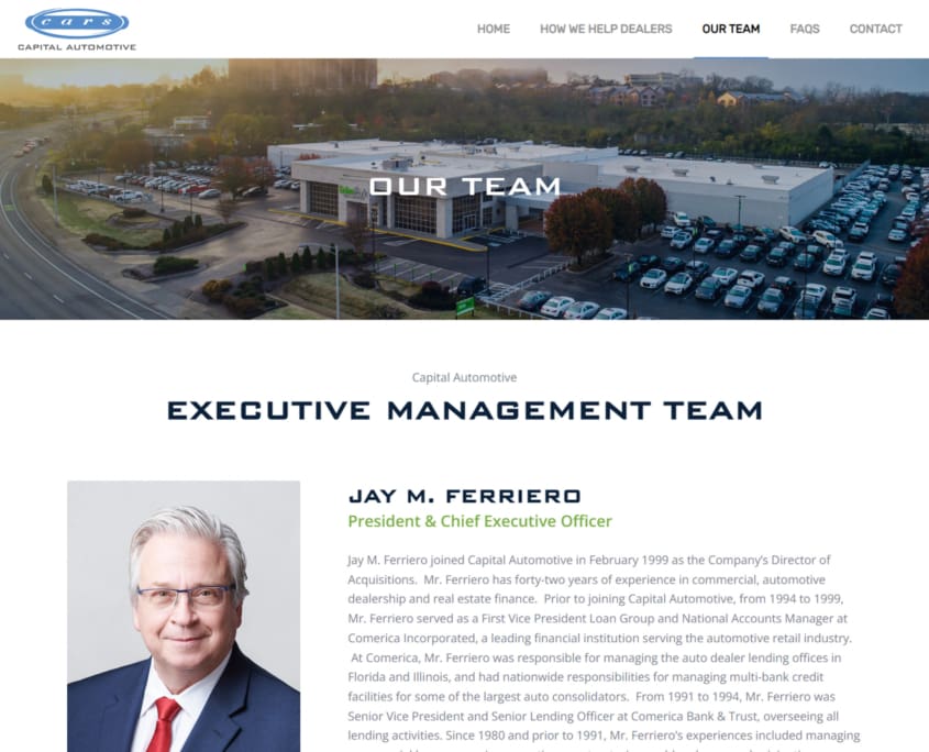 Capital Automotive Website - Executive Management Team